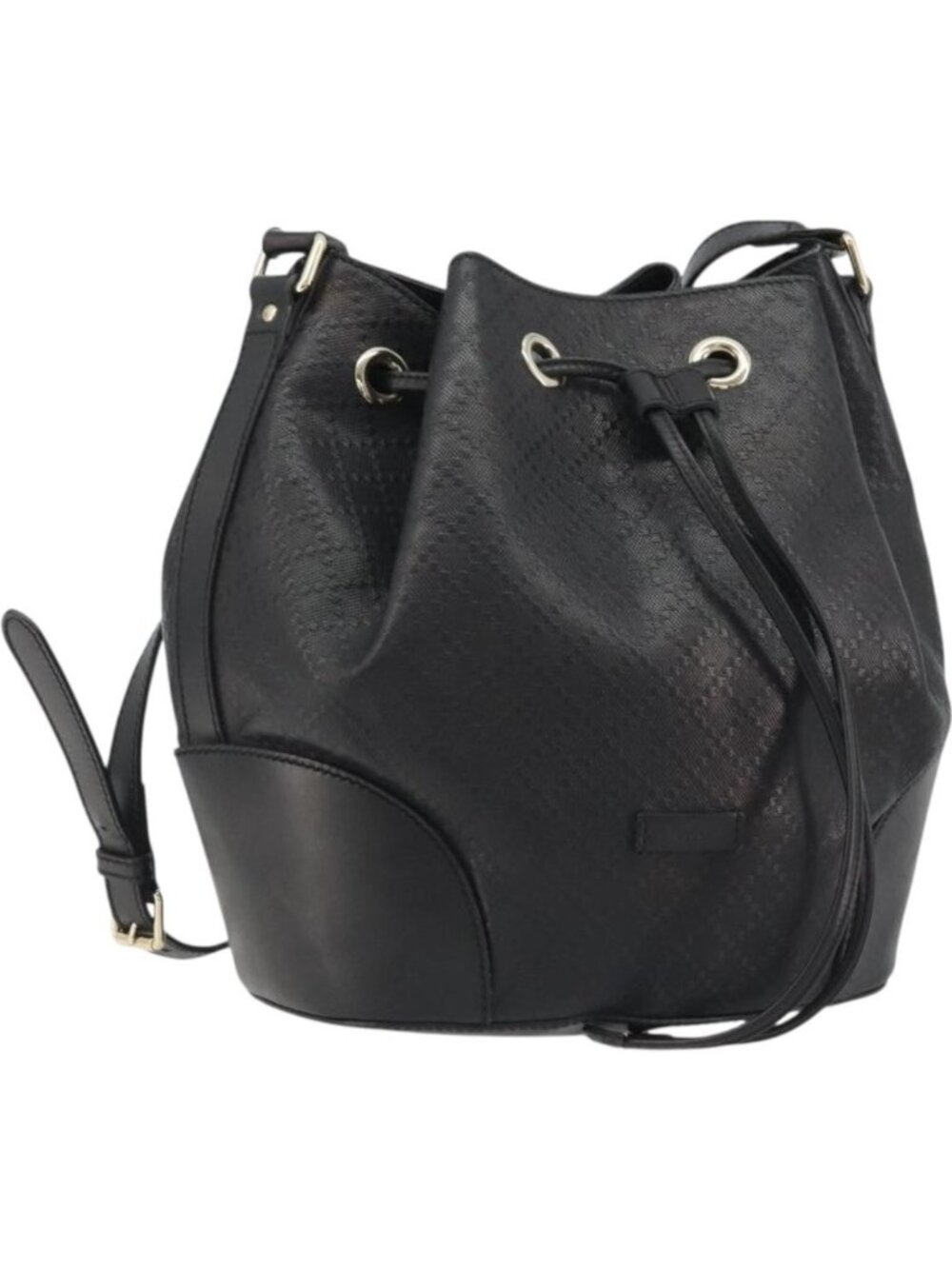 GUCCI Purse Shoulder Bag Leather PVC Black Gold 354228